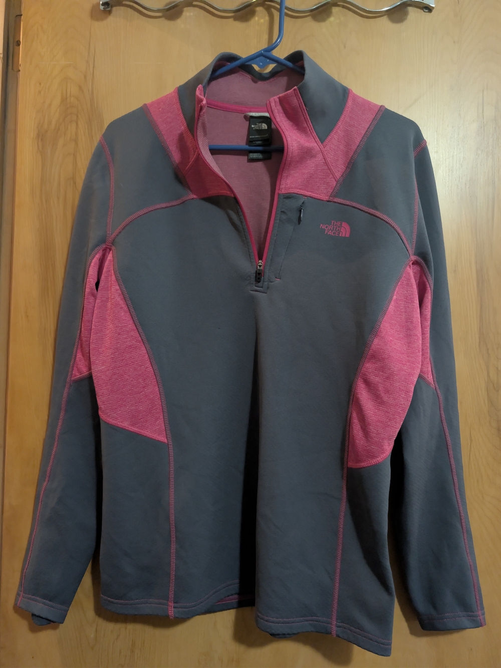 The North Face Gray and Pink 1/4 Zip Sweater